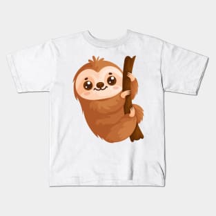 Cute sloth on a branch Kids T-Shirt